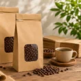 0.5lb - 12lb Kraft Coffee Tin Tie Paper Bags with Window 1000pc