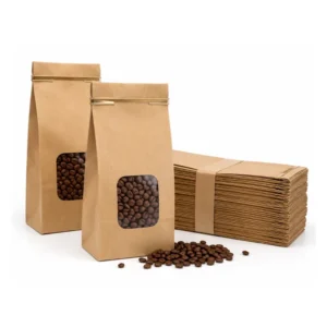 0.5lb - 1/2lb Kraft Coffee Tin Tie Paper Bags with Window 1000pcs