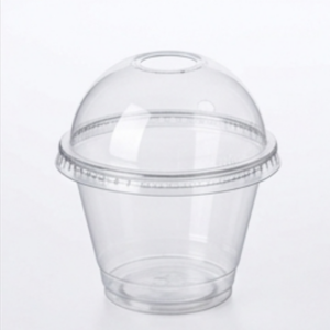 Cups:Pet Dome Lid with hole Clear 78mm 8/9oz 1000p