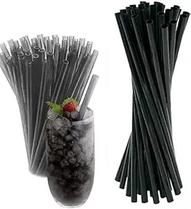 Cutlery:NEW 8" BLACK Plastic Straw 6mm 500pcs