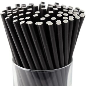Cutlery:Short 6" Black PAPER Straw 6mm Inner Diameter 200pcs