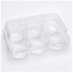 Bakery:Clear 6pcs Reg Muffin Hinged Container 300pcs