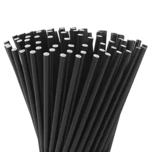 Cutlery:8" x 8mm Black PLA Straws (NO WRAP) 250pcs