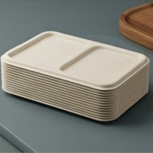 CR7510F Lids for 2 Compartment Compostable Container 300p
