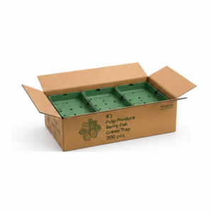 Grower Supply:CKF44134 #3 Pulp Produce Berry Pak Green Tray 200pcs