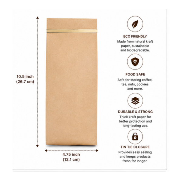 Paper1lb Kraft Coffee Tin Tie Paper Bags 1000pcs (3)
