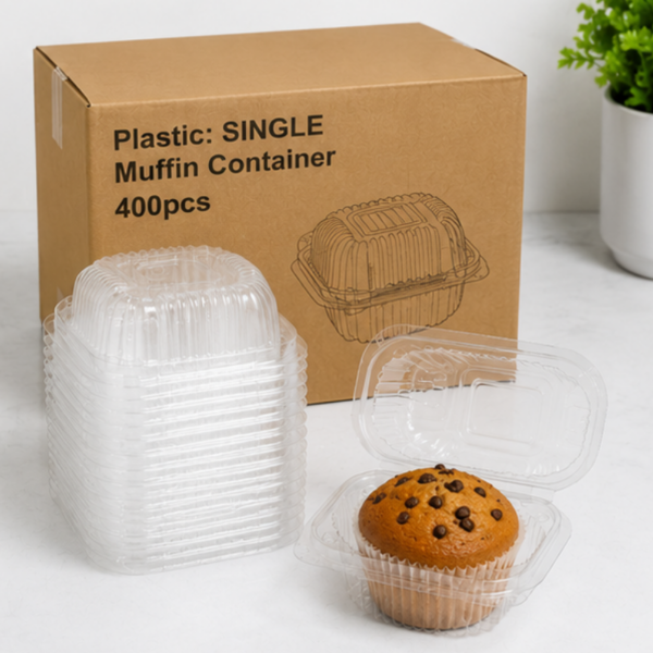 PlasticSINGLE Muffin Container 400pcs (1)