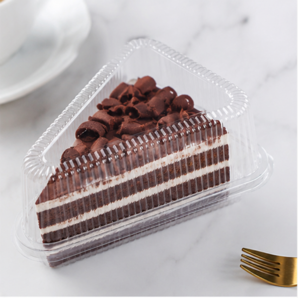 PlasticTriangular Cake Slice Box with Lid 1200 Set (3)