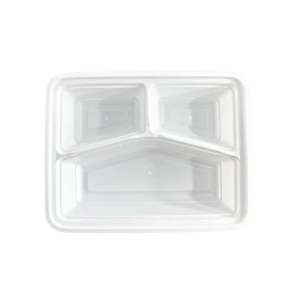 RE-342HD42ozPPWhiteRectangularContainerWLid3Compartment-Base