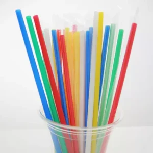 11" Plastic Straight Pointed Straw Assorted Color 6mm 3000p