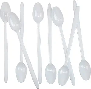 Plastic:8" White Long Soda Spoons 1000pcs